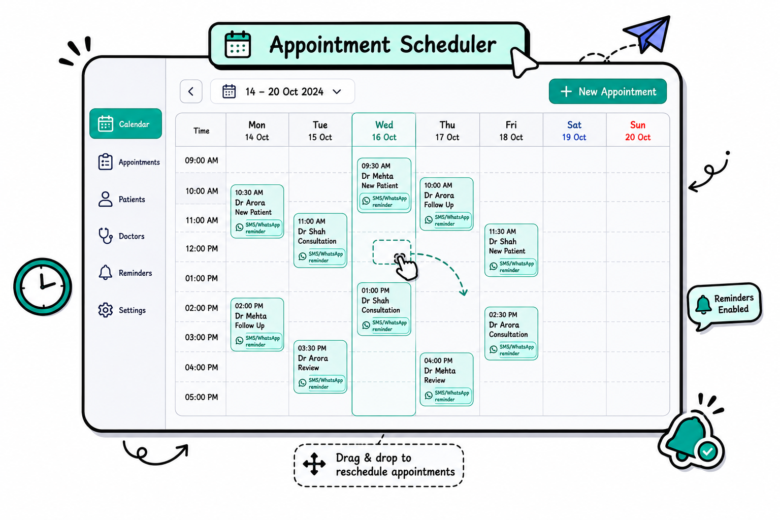Drag-and-Drop Clinic Calendar & Appointments